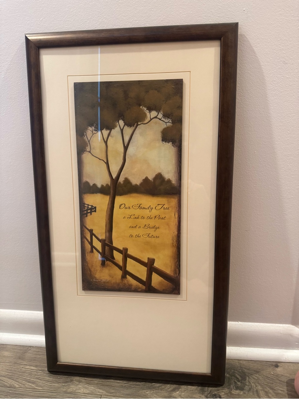 Tree & Fence Framed Wall Art in Brown and Cream